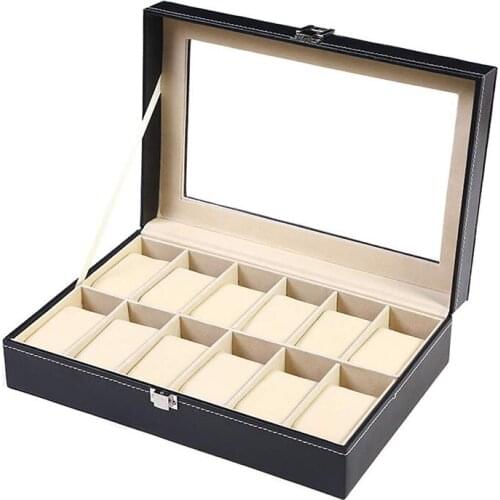 Watch Case, 12 Slot Watch Box PU Leather Watch Organizer Case, for Men and Women Presents