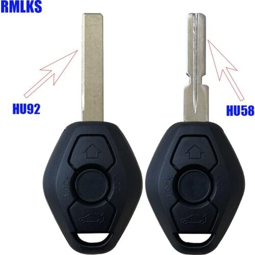RMLKS 3 Buttons Remote Blank HU92 HU58 Blade Uncut Key Shell Case Fob Fit For BMW 1 3 5 6 7 X3 X5 E53 E46 E39 E60 Z4