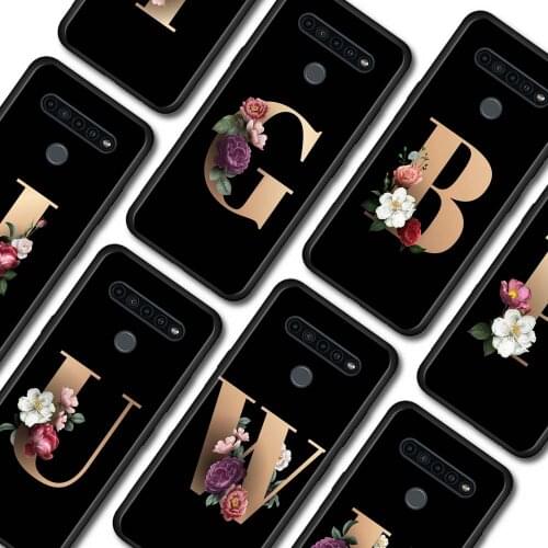 Phone Case for LG K40 K40s K41s K50s K51s K61 G6 G7 G8 ThinQ Q51 Q60 Q61 Q70 Cover Elegant floral Letter Black Soft Shell