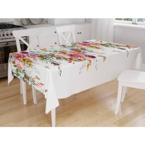 Çeyizdiyarı Digital Print Flovre Table Cloth White