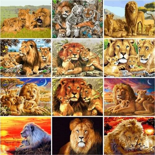 HUACAN DIY Painting By Number Animal Pictures By Numbers Lion Kits Drawing On Canvas Hand Painted Paintings Art Gift Home Decor