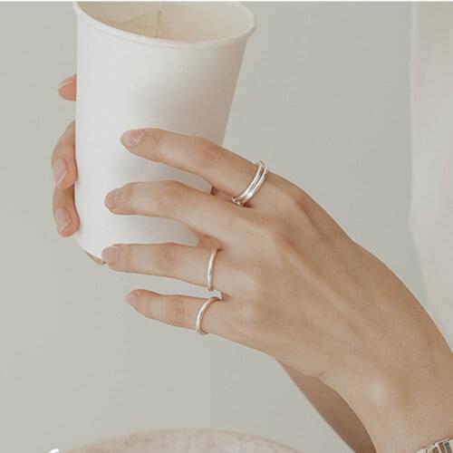 100% 990 Sterling Silver Circle Rings For Women Wedding Accessories , Minimalism Ladies Engagement Ring Woman Fine Jewelry