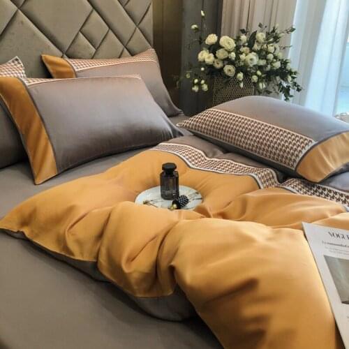 High-End 80 Pieces Tencel Four-Piece Set Ice Silk Summer Bare Sleeping Silky Simple Girl Heart Bed Sheet Quilt Cover Bedding