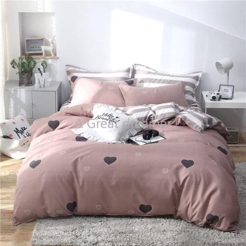 Fashion Tropical Leaf Plaids Geometric Comforter Bedding Set 4pcs Bed Cover Set Cute Duvet Cover Bed Sheets And Pillowcases