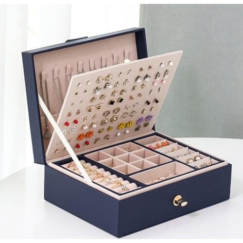 MOONLAY New PU Leather Jewerly Organizer Box Travel Storage Case Woemn Girls Display Holder Gift Boxes
