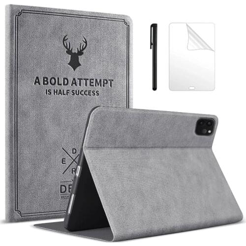 Retro Deer Matte Smart PU Leather Case For Apple iPad Pro 11 2020 2018 A2228 A2231 A1980 Funda with Auto Wake Sleep Cover