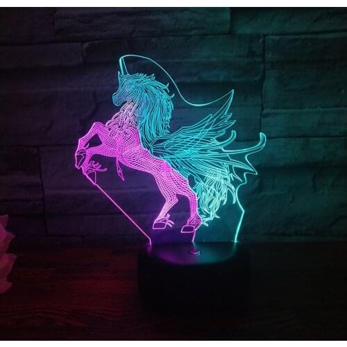Multicolor Unicorn LED 3D Night Light Cartoon Baby Table Lamps Children Toy Gift Kids Room Table Lights Decor Unicorn Lamp