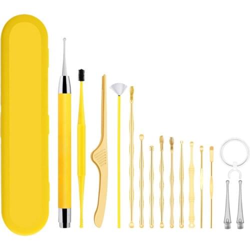 Earwax Removal Kit Ear Pick Set Earwax Remover Ear Spoon Tweezers Earpick Ear Picker with LED Light Ear Massage Ear Care Tools