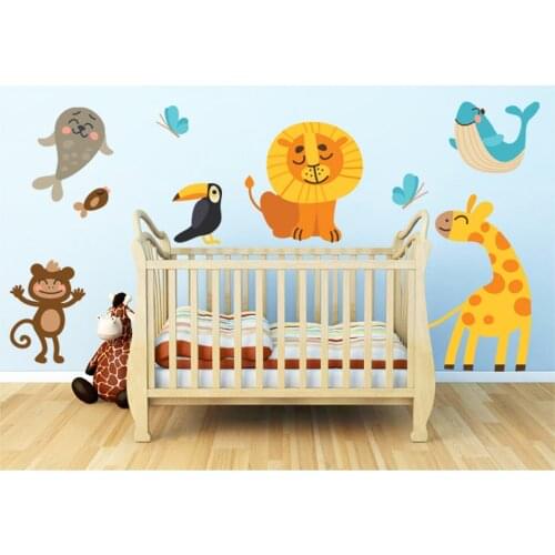 100x100 CM Cute Animal world Wall Sticker Children Custom Good Quality Useful Product Welcome Design Wink Attractive 2021 Trend