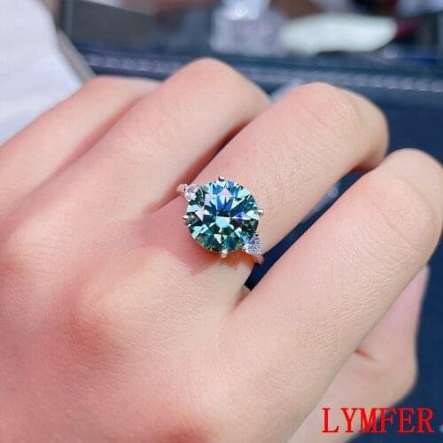 5 carats Green moissanite New ring, 925 Sterling silver, beautiful color, sparkling, D VVS1