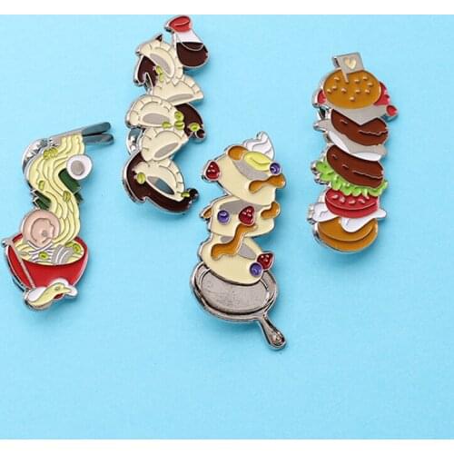 Food hamburger Dumplings noodle cake Enamel Pins Brooches Brooch badges jewelry