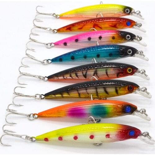 8pcs 8.2cm 7.5g hard bait winter fishing lure minnow ice sea fishing tackle fishing kit jig wobbler lure jerk bait With 3D Eyes