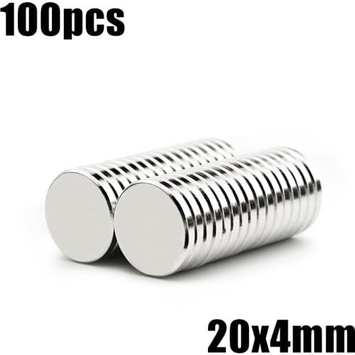 100pcs Super Powerful Strong Bulk Small Round NdFeB Neodymium Disc Magnets Dia 20mm x 4mm N35 Rare Earth NdFeB Magnet