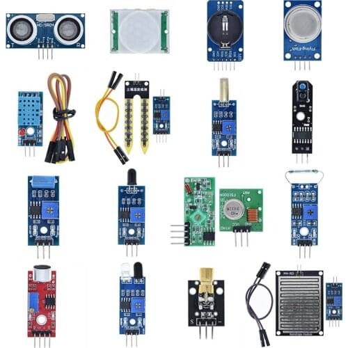 TZT 16pcs/lot Raspberry pi 2 3 the sensor module package 16 kinds of sensor for arduino kit