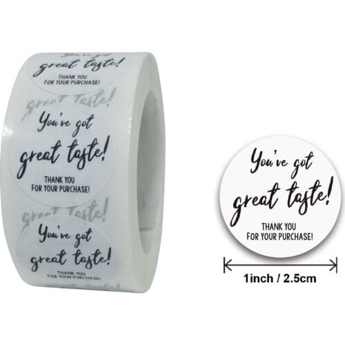 50-500pcs Round Paper White You've good taste Stickers Gold Thank you stickers for Business Packaging Seal Label Stickers