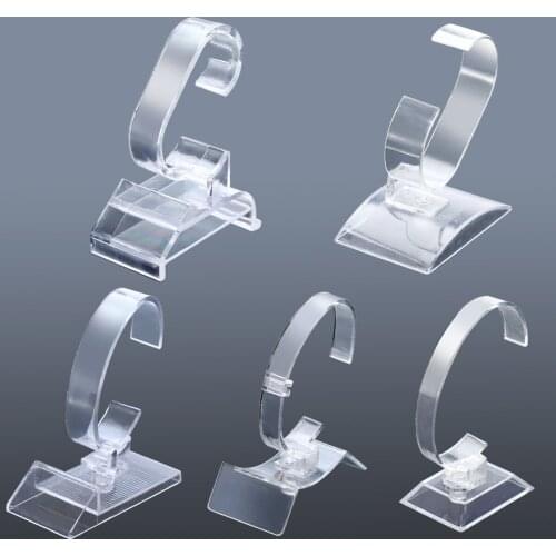 1/5/10pcs Transparent Plastic Watch Display Stand Bracelet Watch Display Holder Stand Clear Wristwatch Showcase Rack