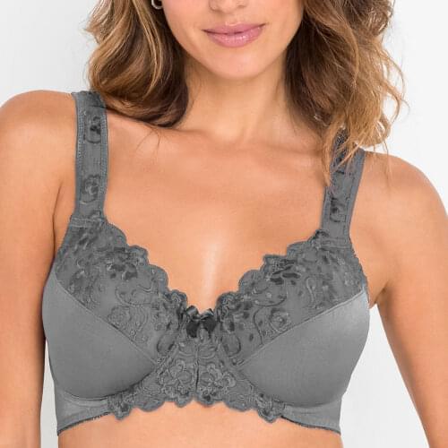 Embroidery Bras Underwear Women Plus Size Sexy Thin Bra Lace Bra Black White Gray 36 38 40 42 44 46 48 50 52 54 F G H I