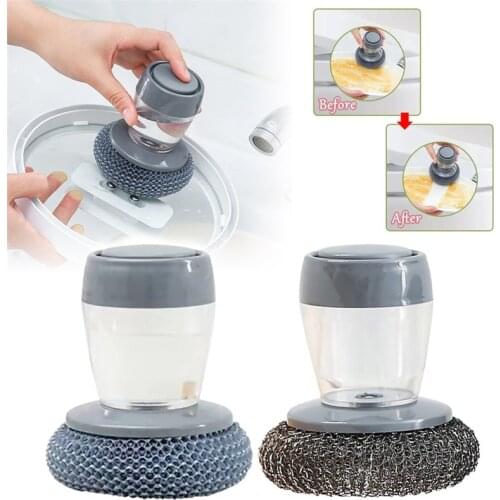 1PC Cleaning Brushes Dish Washing Tool Soap Dispenser Refillable Pans Cups Bread Bowl Scrubber Kitchen Goods Accessories Gadgets