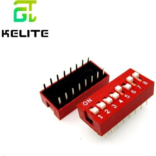 100pcs 8P 8 Position DIP Switch 2.54mm Pitch 2 Row 16 Pin DIP Switch