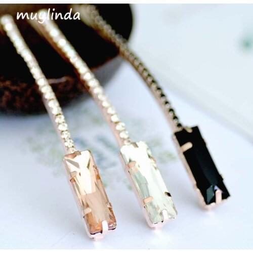 2 PCS/LOTS) Fancy Crystal Geometry Hair Clip Rhinestone Mix Color Long Hairpin Fasion Women Hair Accessories