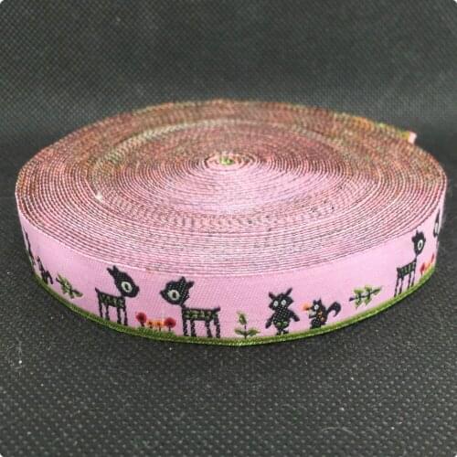 5/8" 16mmX10yards/lot Cartoon ribbon Zakka handmade accessories laciness Jacquard ribbon wild black deer