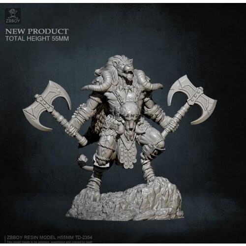 55mm Resin model kits Double Axe Lion King self-assembled TD-2354