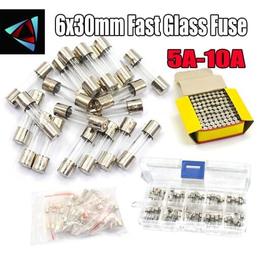 6x30mm Fast Glass Fuse Kit In Package 5A 6A 6.3A 7A 8A 10A /250V 6*30 Insurance Tube Package