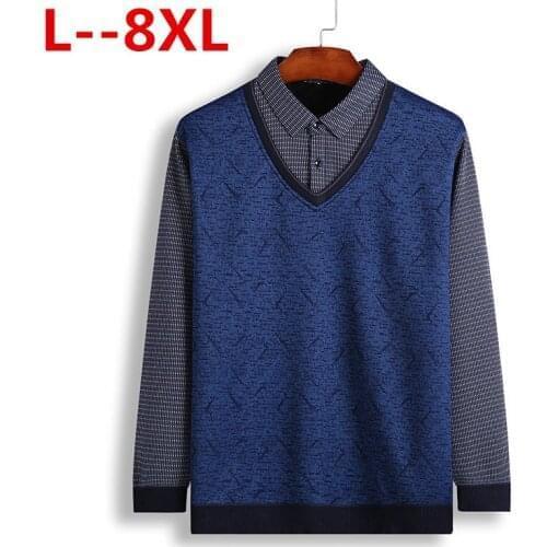 8XL 6XL 5XL 4XL Cashmere Sweater Men Clothes Autumn Winter Thick Warm Wool Pullover Men Business Casual Pull Homme Sweaters