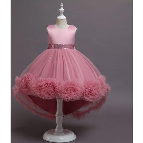 Kids Vestidos Sequins Sleeveless Wedding Gown Tutu Princess Dress Flower Girls Children Clothing Kids Party For Girl Clothes
