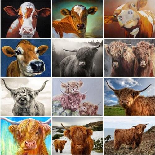 DIY Cow 5D Diamond Painting Full Round Resin Rhinestones Mosaic Animal Sunflower Diamond Embroidery Cross Stitch Home Decor