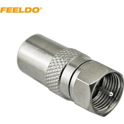 FEELDO 10Pcs Durable Zinc Alloy Female Socket To F Type Male Plug Adapter Connector For Satellite TV DVR #AM1495