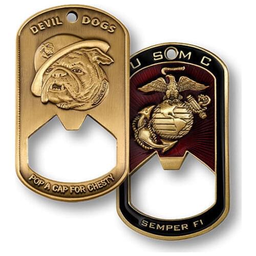 Hot sales MARINE CORPS DOG TAG BOTTLE OPENER CHALLENGE COIN FH180033