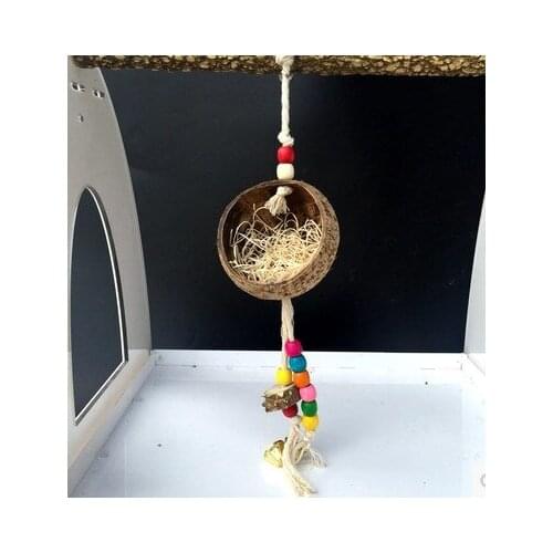 Bird toys Coconut shell hanging parrot nest chew toys natural coconut shell bird nest decoration