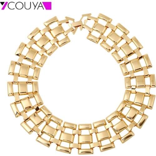 Fashion Gold Color Necklace Womens Elegant Collar Polishing Short Clavicle Chain Choker Necklace Shiny Women Jewelry