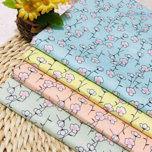 Pretty 4 Colors White Plum Flowers Printed Cotton Fabric Floral Fabric For DIY Sewing Bedding Quilting Clothing DIY fabric