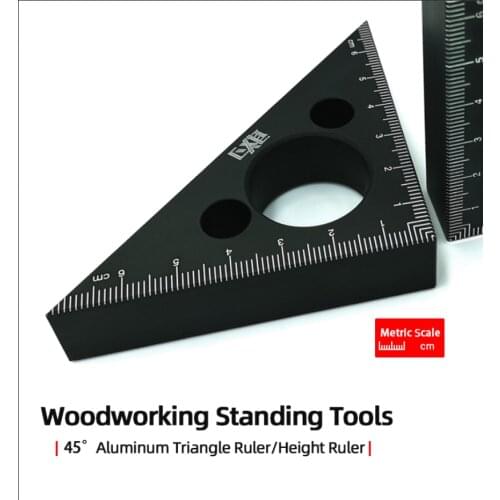 FOXBC Triangle Ruler Black Woodworking Scribe Marking Gauge Deluxe Crossed-out Thickened Hole Scribing Ruler Measuring Tools