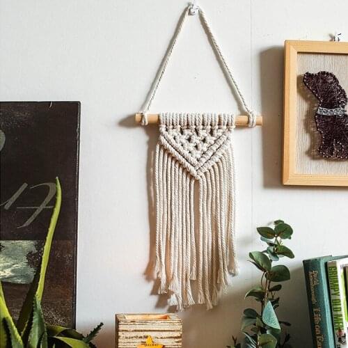 Macrame Wall Hanging Bohemian Tapestry Hand-woven Hanging Pendant Nordic Style Wall Oranment Home Bedroom Decoration