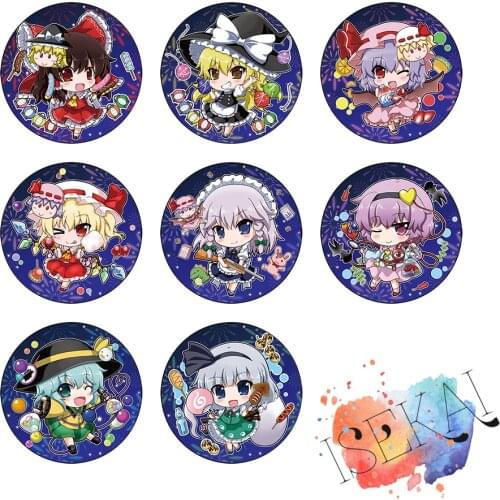 TouHou Project Anime Metal Badge Reimu Marisa Remilia Flandre Sakuya Youmu Satori Koishi Tōhō Project Metal Badge Pins