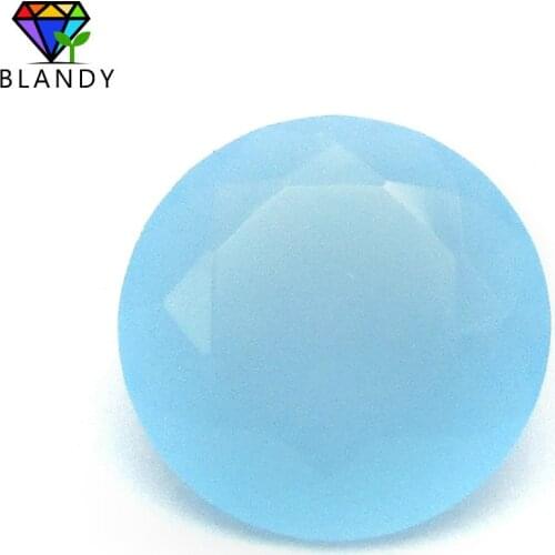 Fashion Color Glass Gem Stone 3.0-14mm Round Shape Milky Blue Color Glass Stone Synthetic Beads For DIY Jewelry