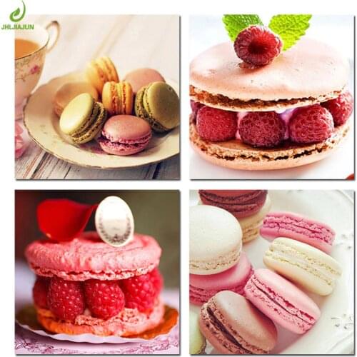 JHLJIAJUN 4 Piece Cake Macaron Painting Modual Canvas Decoration Modular Picture Art Decorative Bedroom Room Decor Picture