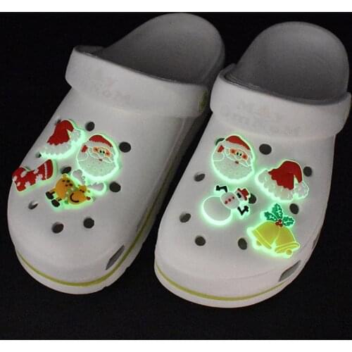 Soft PVC Christmas Series Luminous Shoes Accessories Cartoon Character Santa Claus
