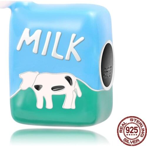 Genuine 925 Sterling Silver Milk Blue Bottle Fit Original 3mm Bracelet&Bangle For Women Birthday Fashion Jewelry Gift