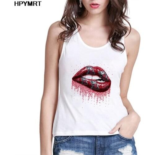 New Summer Women Tank Tops 90s Fashion Sexy Lips Printing Cartoon Ladies Print Graphic Top Lady Shirt Female sleeveless Clothing