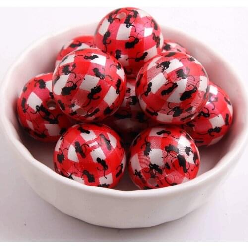 Wholesale 20mm 100pcs chunky matte Imitation pearl print gingham ant beads for kids jewelry