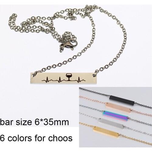 Heartbeat Bar Stainless Steel Necklace Wine Heartbeat Pendant Mom Life Gilfts Stainless Steel Heart Beat Bar Jewelry