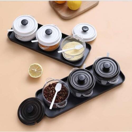 Transparent Seasoning Box with Lid Spice Sugar Salt Condiment Bottle Home Storage Container Kitchen Accessories