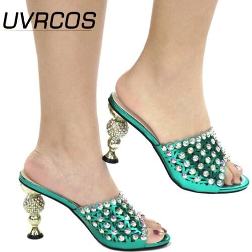 Dew Arrival Summer High Heeled Shoes for Women Ladies Sandals with Heels Nigerian Women Wedding Shoes Decorated with Rhinestone