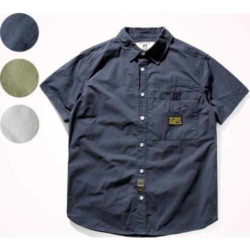 2021 Summer New Short Sleeve Shirt Mens Pure Cotton Wash Old Thin Quick Dry Sweat Absorbing Breathable Slim Lapel Casual Shirt