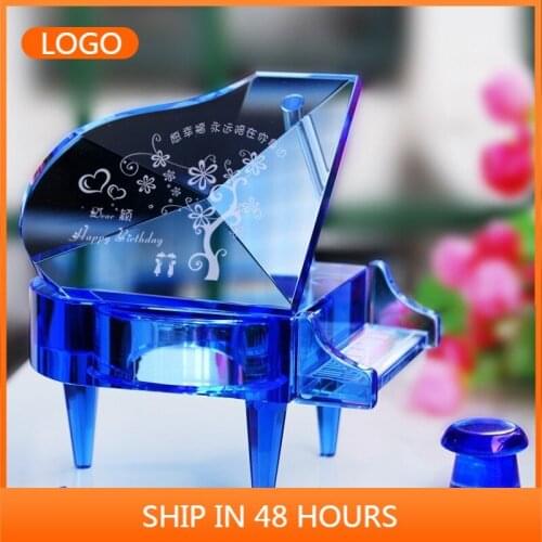 Crystal piano music box music box birthday gift diy creative gift girl Tanabata Valentines Day gift music box hello