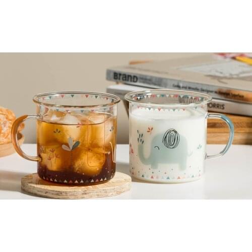 360ml Cartoon Animal Glass Mug With Scale Creative Coffee Beer Mug Breakfast Milk Cup Home Office Drinnkware Water Cup Couple